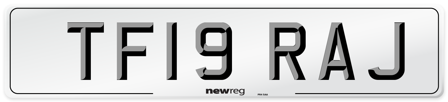 TF19 RAJ Number Plate from New Reg